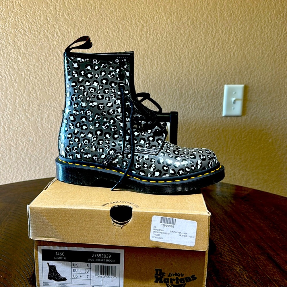 Brand new ladies doc martens boots.  Grey leopard.